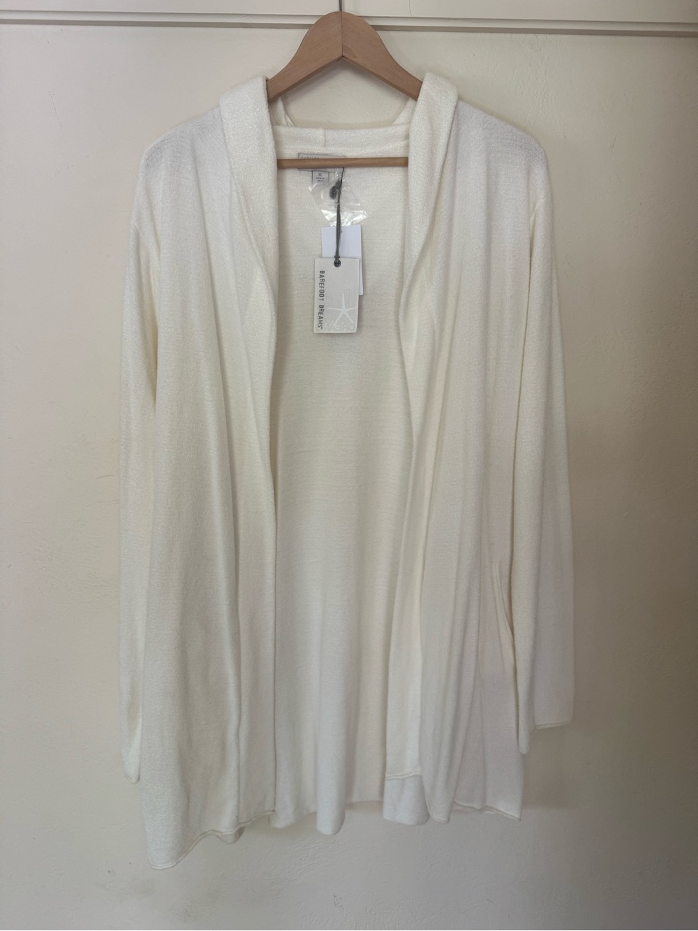 Barefoot Dreams Women's Open-Front Cream Cardigan Hoodie
